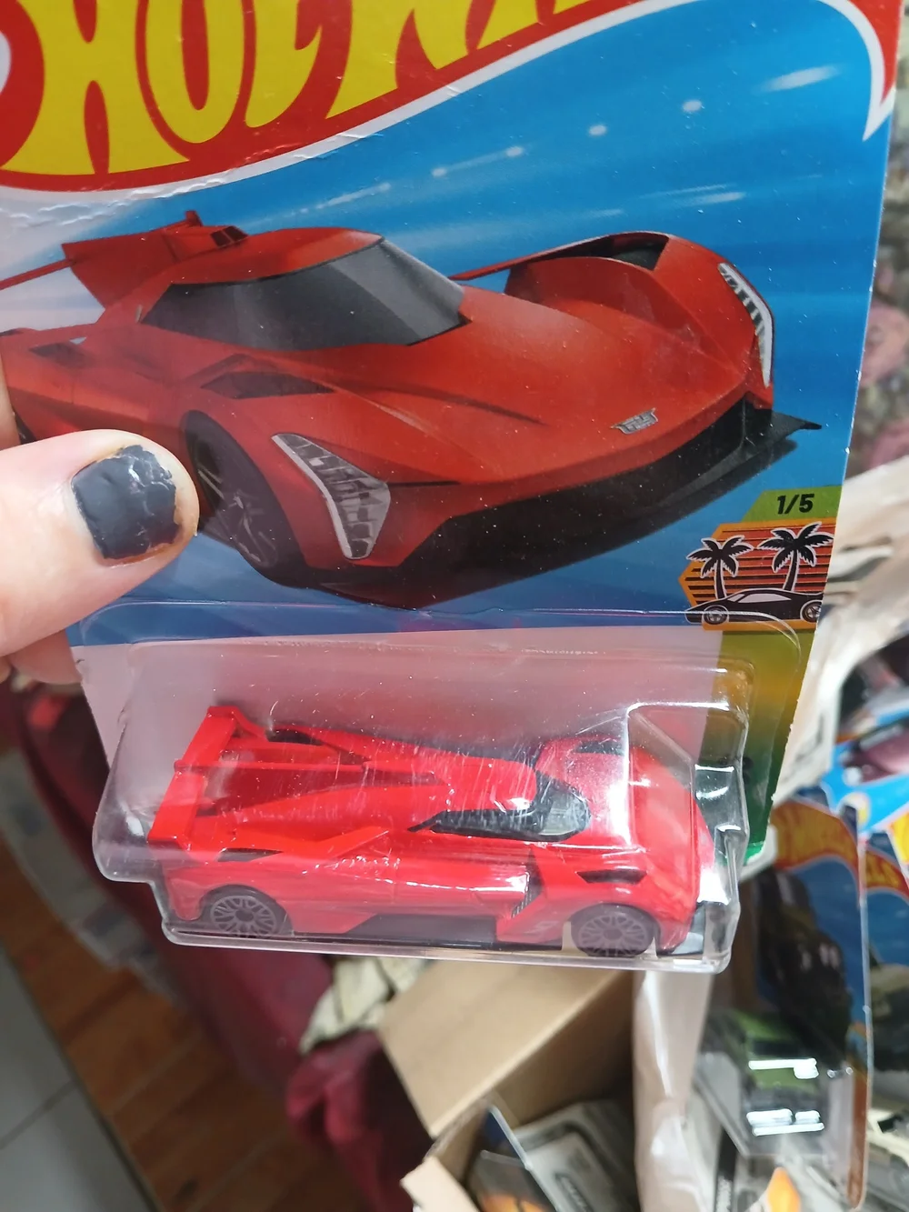 Red Cadillac Project GTP Hypercar from the 2025 Hot Wheels HW Exotics series (nu
